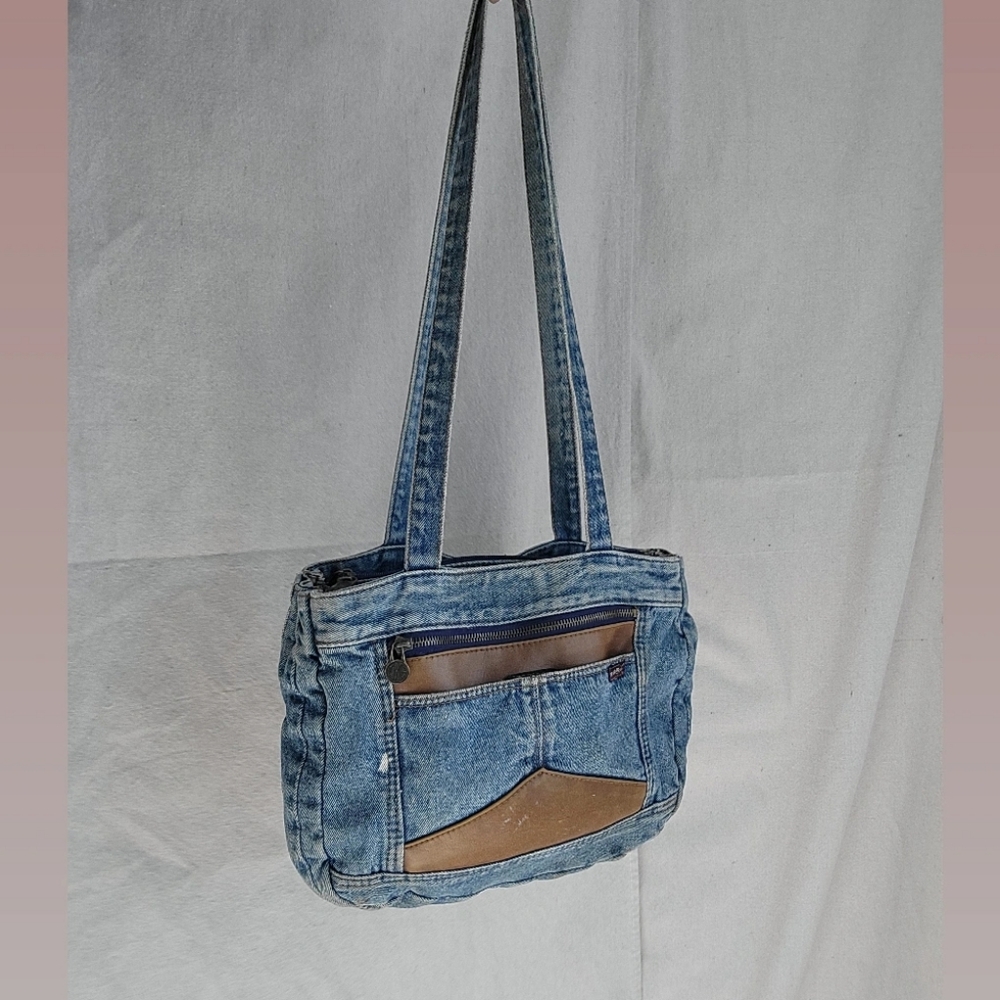 Vintage Riders By Lee Distressed Denim Tote Shoulder Bag